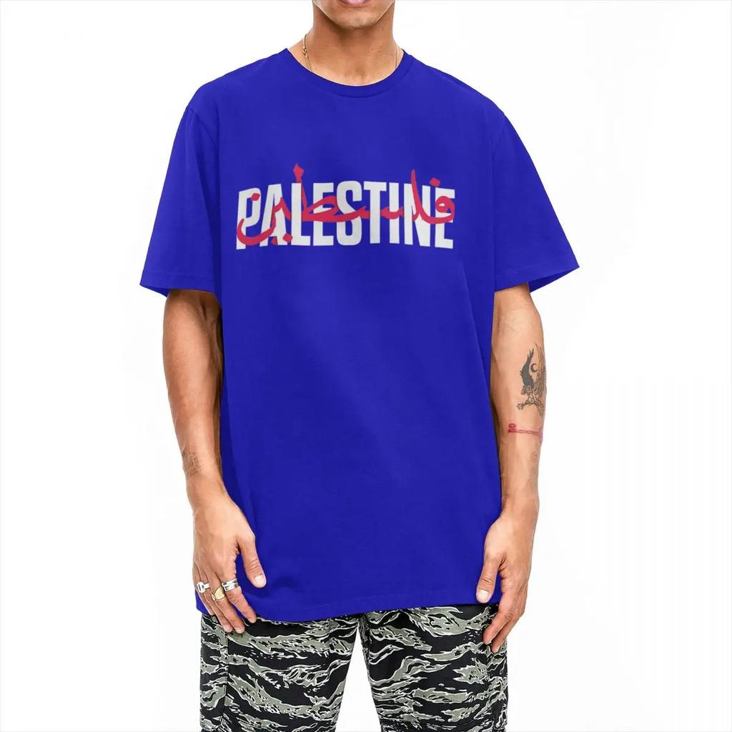 Palestine Flag T-Shirt Man Funny Pure Cotton T-Shirts Summer O-Neck Hip Hop Tees Hot Sale Oversized Tops