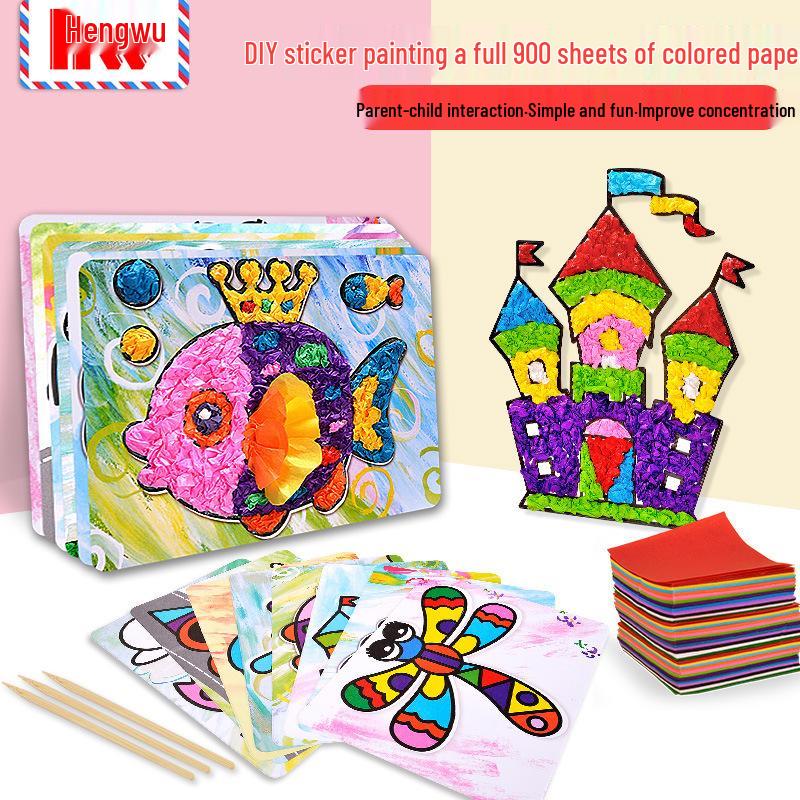 Children's Crumple Paper Art Kit for Creative Painting and Crafts in Kindergarten and Elementary Classes