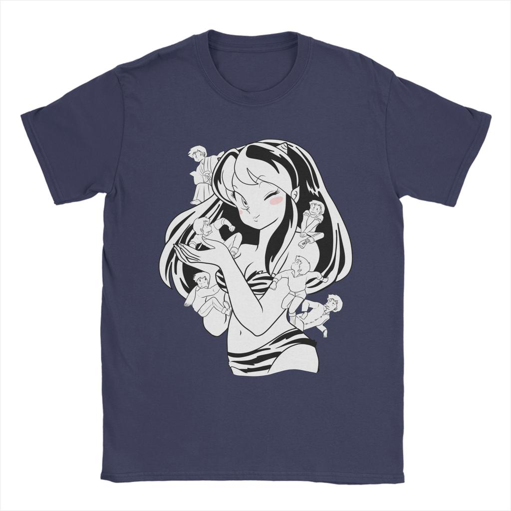 Men's T-Shirt Urusei Yatsura Lum Fashion 100% Cotton Tee Shirt Short Sleeve Anime T Shirt Crewneck Tops Plus Size