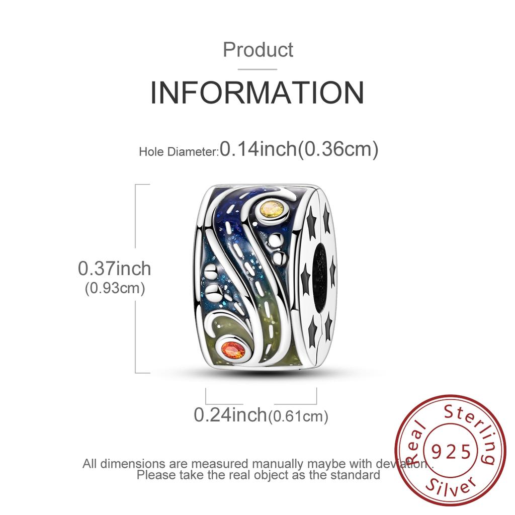 Charm Bead Components Copper Metal Van Gogh Starry Sky Fixing Clip Bead Components Charm Bead Components Compatible With Authentic Original Dangle