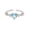 Explosive Sea Blue Zir*****Pen Ring Women'S Light Luxury Exquisite High-End Sense Niche Geometric Stacking Ring