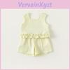 Baby Girl Summer Sleeveless Outfit Set With Lace Details For Toddlers