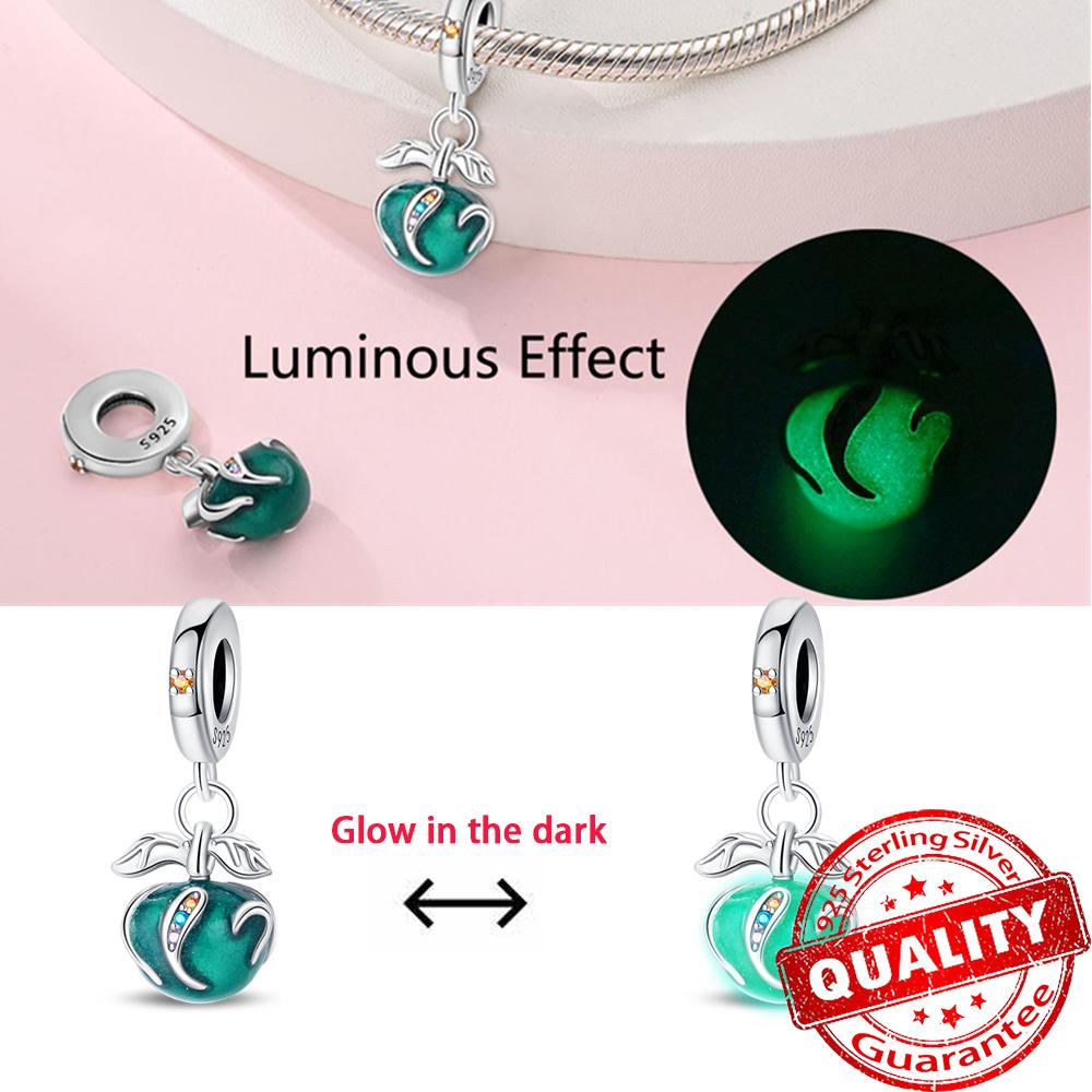 Authentic Glow-In-The-Dark Firefly Dangle Charm Fit Original Bracelet Diy Copper Flower Lantern Charms For Jewelry Making