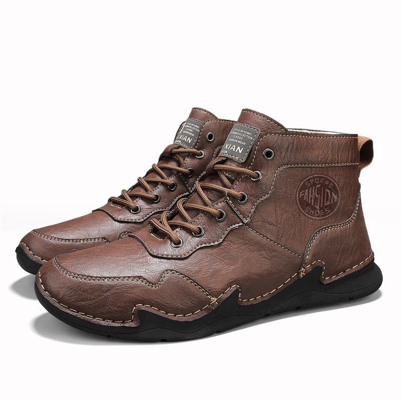 High-top Handmade Large Size Casual Shoes Men's Pigskin Retro Casual Shoes Large Size Casual Shoes Lightweight Ankle Boots