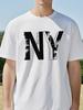 Summer mens casual loose NY letter printed t shirt sports comfortable round neck short sleeved top Tshirt fashion New York tee