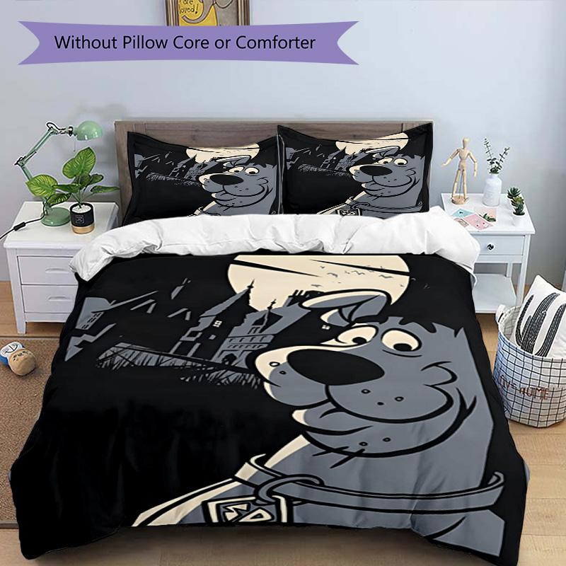 3pcs Duvet Cover Set (1*Duvet Cover + 2*Pillowcase, Without Core), Scooby Print Bedding Set, Bedroom Decor, All‑Season, Birthday Gift