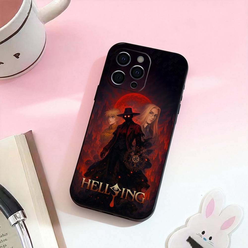 Anime H-hellsing S Phone Case For iPhone 17,16,15,14,13,12,11 Plus,Pro Max,Soft Silicone Black Cover