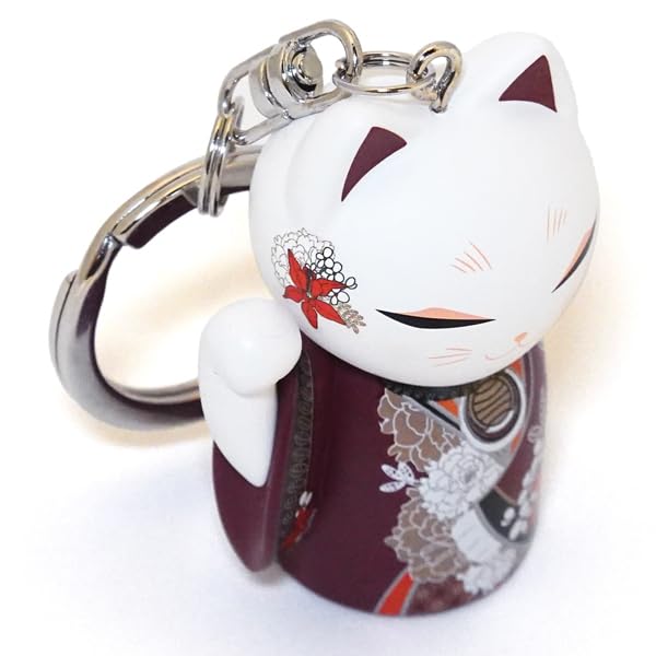[kimmidoll] Manekineko Keychain Figure, Maneki-neko, Lucky Charm, Good Luck, Financial Fortune, Business Prosperity, Kimono, Japanese Style (KANA)