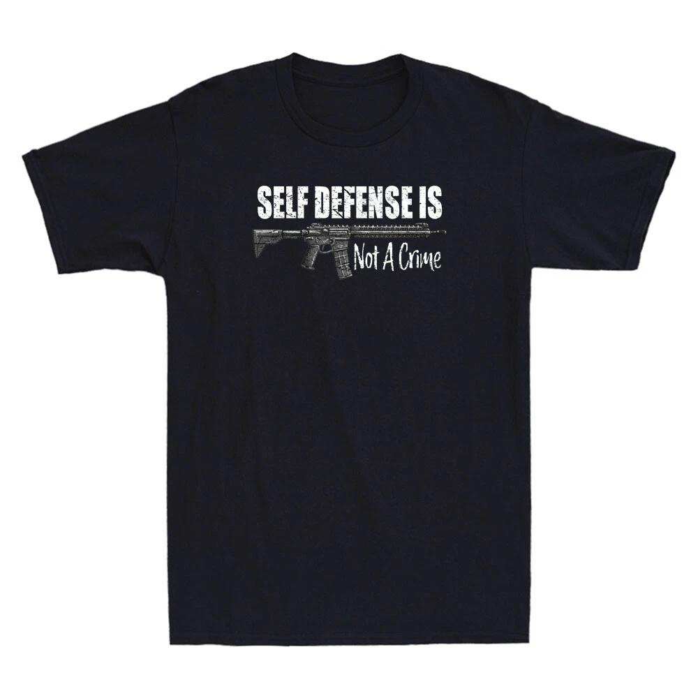 Self Defense Is Not a Crime Funny Gun Quote Vintage Men s Short Sleeve T-Shirt XL