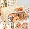 Capybara Pencil Case Large Capacity Multi-Layer Canvas Pen Bag with Compartments Waterproof Material DIY Pencil Case Kit