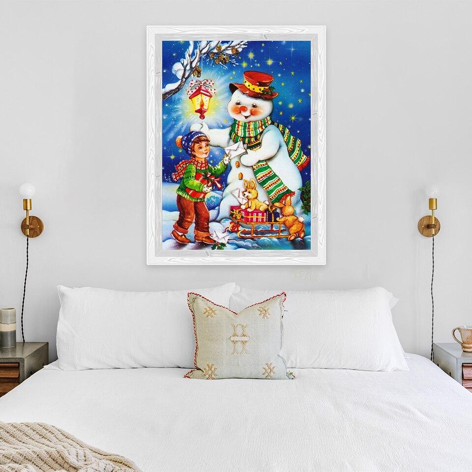 5D Diamond Painting Cartoon Snowman Diamond Embroidery Snow Scene Cross Stitch Full Round Drill Home Decor Christmas Gift