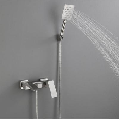 304 Edelstahl Badezimmer Duscharmatur Set Wandmontage Wasserfall Badezimmer Badewannenarmatur Set Handbrause Nickel