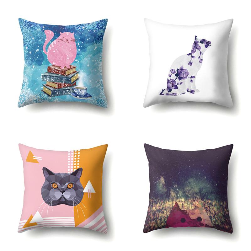 Polyester Pillowcase Cartoon Printed Animal Peach Leather Velvet Pillowcase Waist Cover Car Waist Cushion Cover