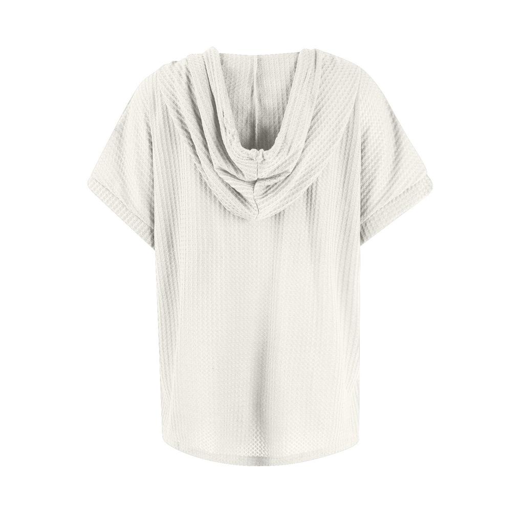Spring And Summer New Women's Tops Color Buttons Fashionable Ladies Short Sleeves