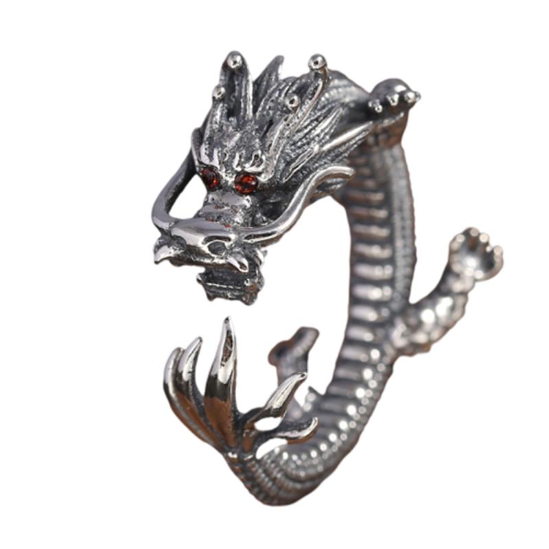 Buyee   Copper Male Unique Ring Finger Elegant Chinese Drag Open Ring For Men Fashion Animal Fine Jewelry Circle