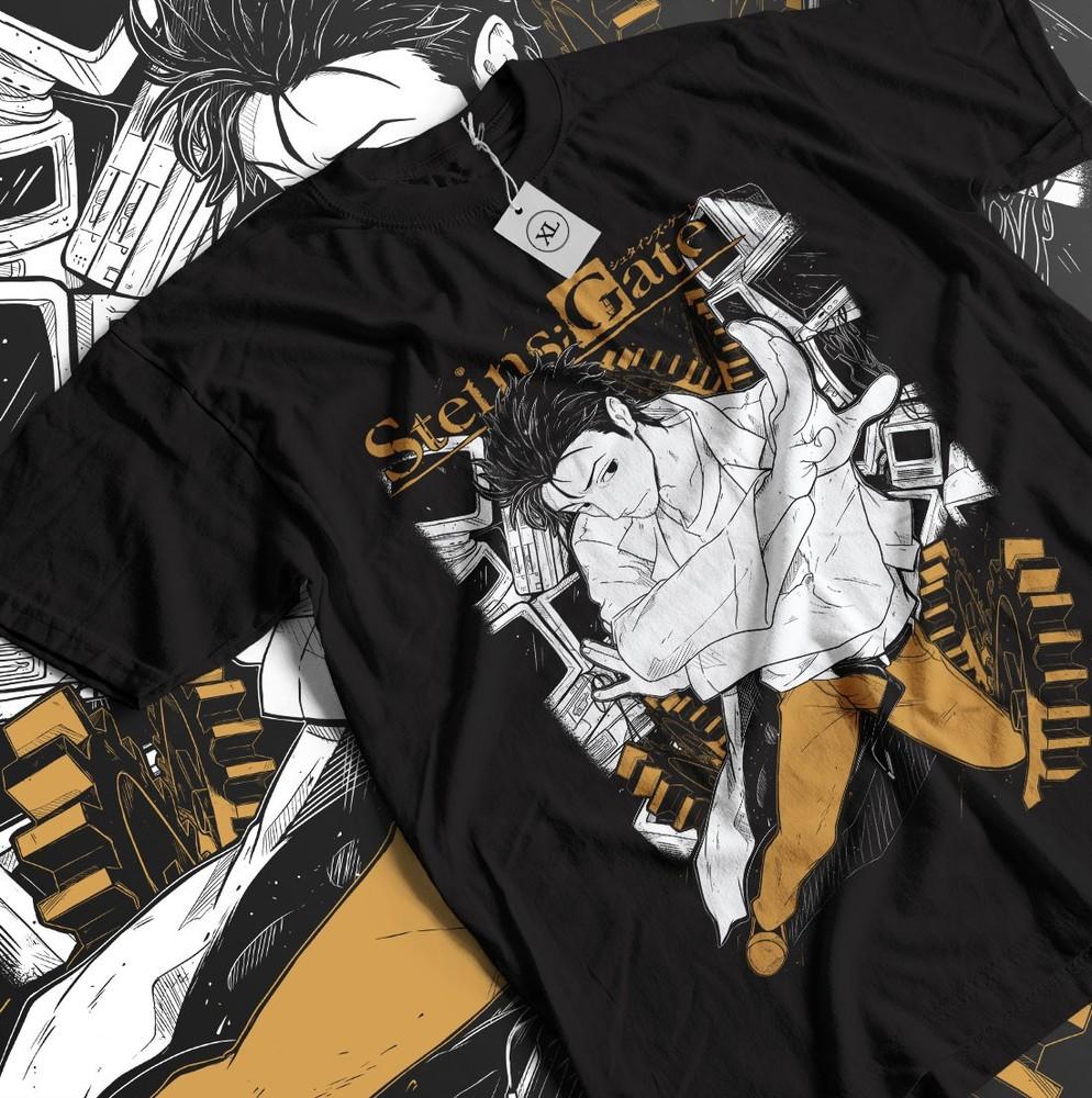 Футболка Steins Gate Окабе Курису Макисе Девушка Каваи Вайфу Аниме Футболка Все Размеры Унисекс Футболка M