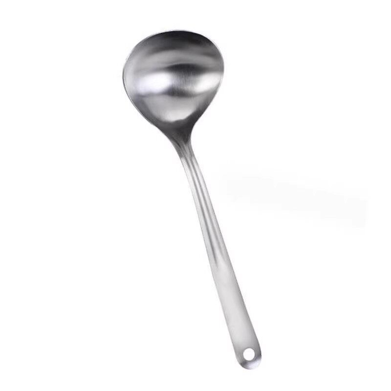 Integrated Sand-Polished 304 Stainless Steel Spoon with Long Handle, Large Soup Spoon for Commercial and Home Use, Large Hot Pot Spoon, Porridge Spoon