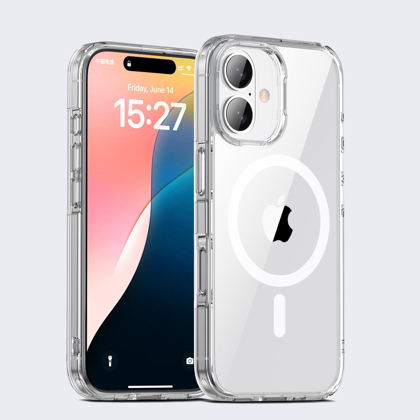 

KEYSION Прозрачный чехол для MagSafe для iPhone 16 Plus 15 Силикон+ПК Противоударная прозрачная задняя крышка для телефона для iPhone 15 16 Plus for iPhone 16 Plus чистый