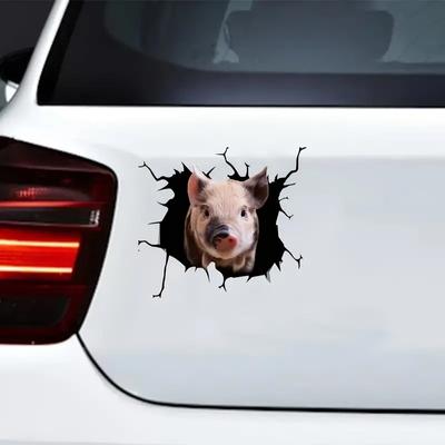 Tier-Wandaufkleber, kreative, personalisierte Lochbrecher-Autoaufkleber, Kratzaufkleber, personalisierte Glasaufkleber, Schweinchen-Aufkleber