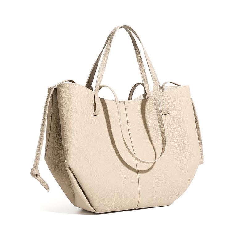 Cross-border Bestseller Top-grain Leather Large Tote Bag for Women, Versatile for Shopping, Simple Two-piece Set Genuine Leather Bag