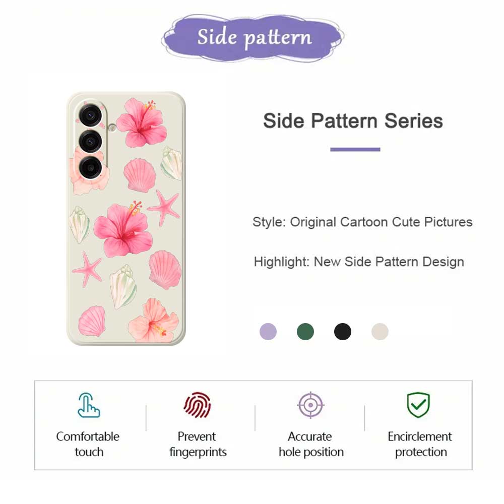 For Samsung Galaxy A17 5G Case Peach Blossoms Shells Pattern Printing Straight Edge TPU Phone Back Cover