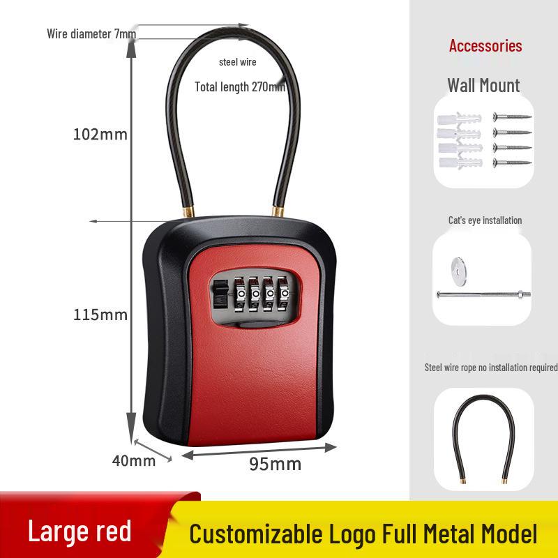 Wall-Mounted Key Lock Box for Temporary Sites with Peephole - No Drill Installation