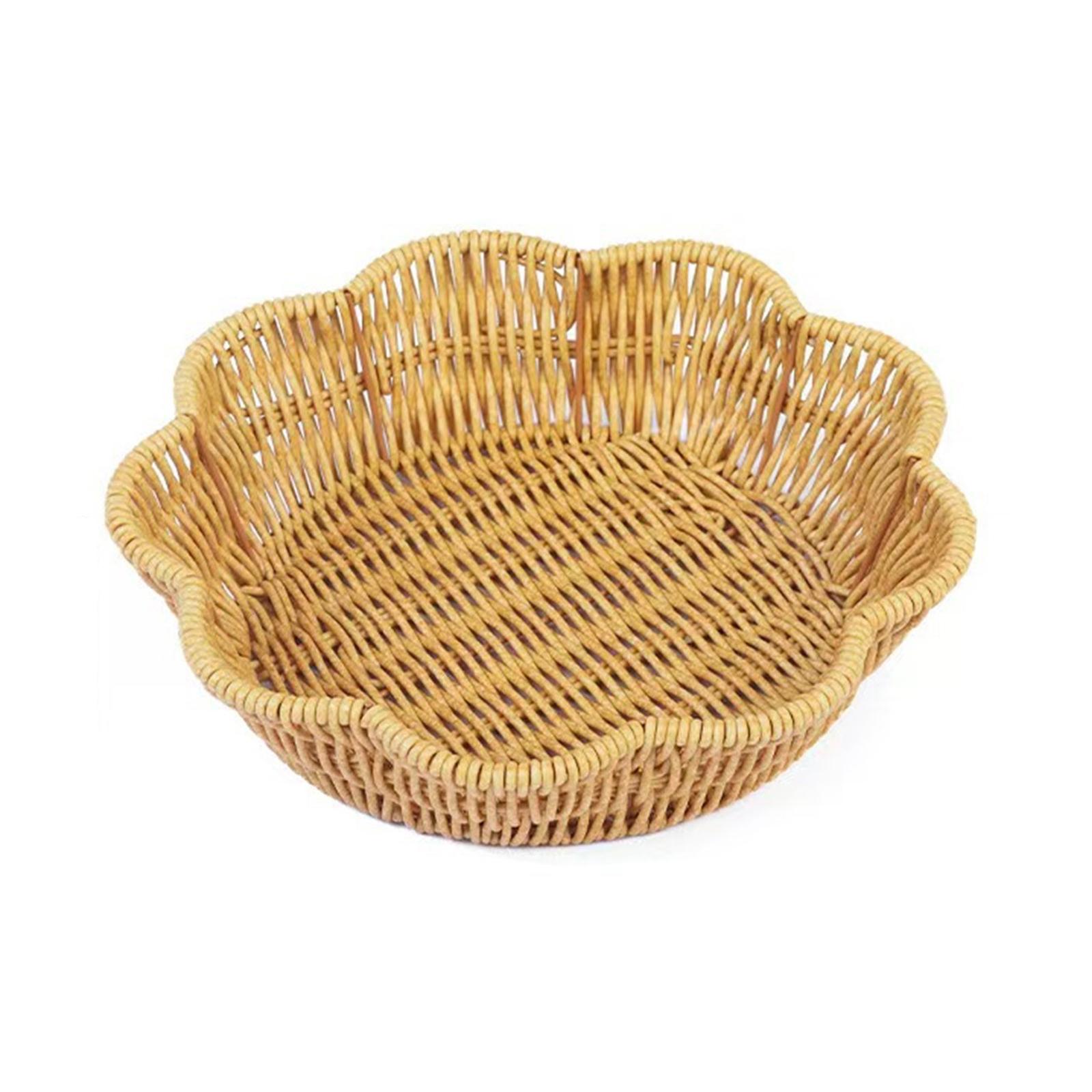 

Портативные плетеные корзины для хлеба, плетеные вручную подносы в форме цветка для подачи и хранения фруктов дома или в ресторане L