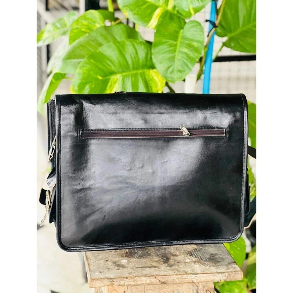 Ručně vyráběná pánská brašna na brašnu na notebook Messenger z pravé kůže