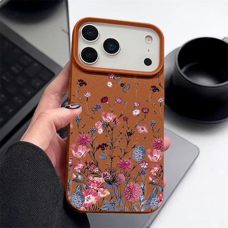 Little Flowers Printed Leather Texture TPU Case For iPhone 17 17e 16e 16 15 Pro Max 14 13 12 Pro Max 11 Air Silicone Phone Cover