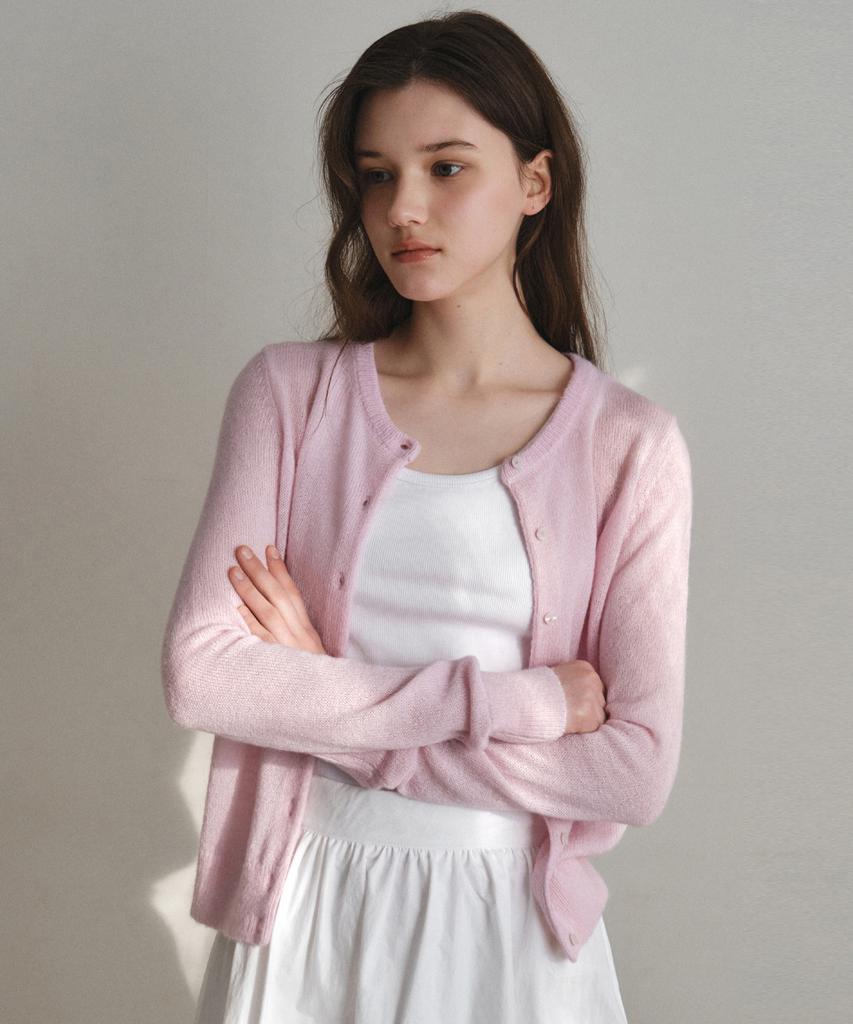 Wednesdayoasisforwomen Momo Hairy Round Cardigan_Soft Pink(Wc26Kn40)