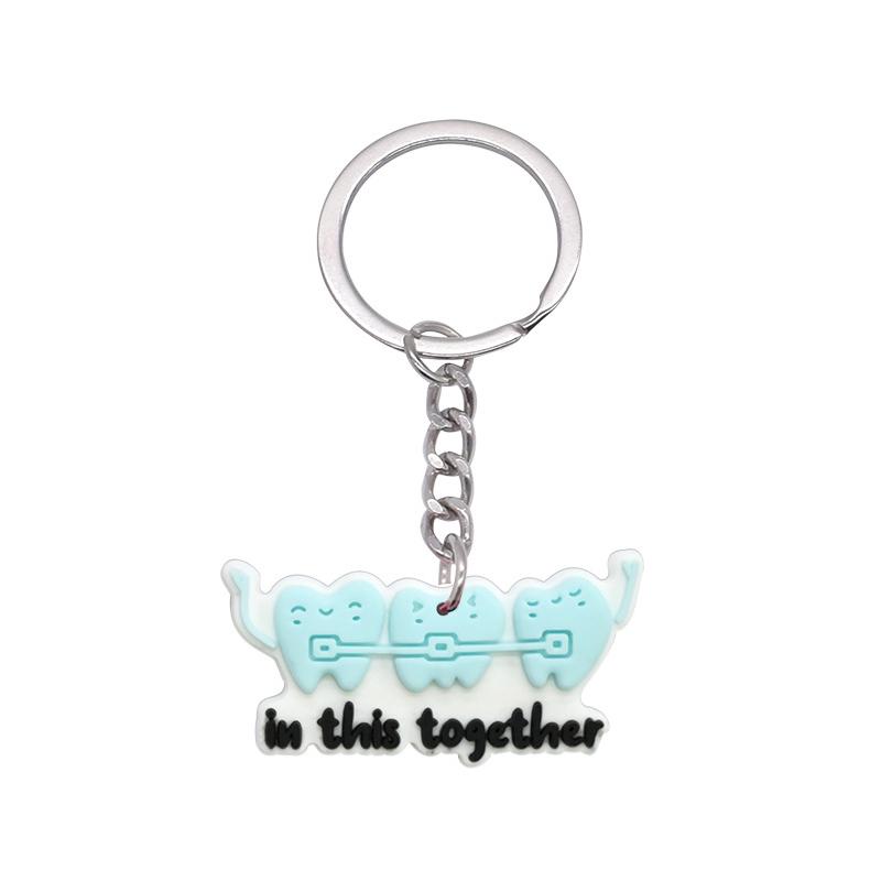 10 Pcs Dental Tooth Shape Model Simulation Keychain  Keyring Cartoon Lovely Girls Kids Gift Pendant Teeth Key Chain