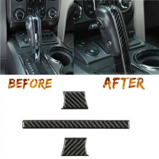

3pcs Gear Shift Knob Cover Trim Decor Sticker for Ford F150 2009-14 Carbon Fiber