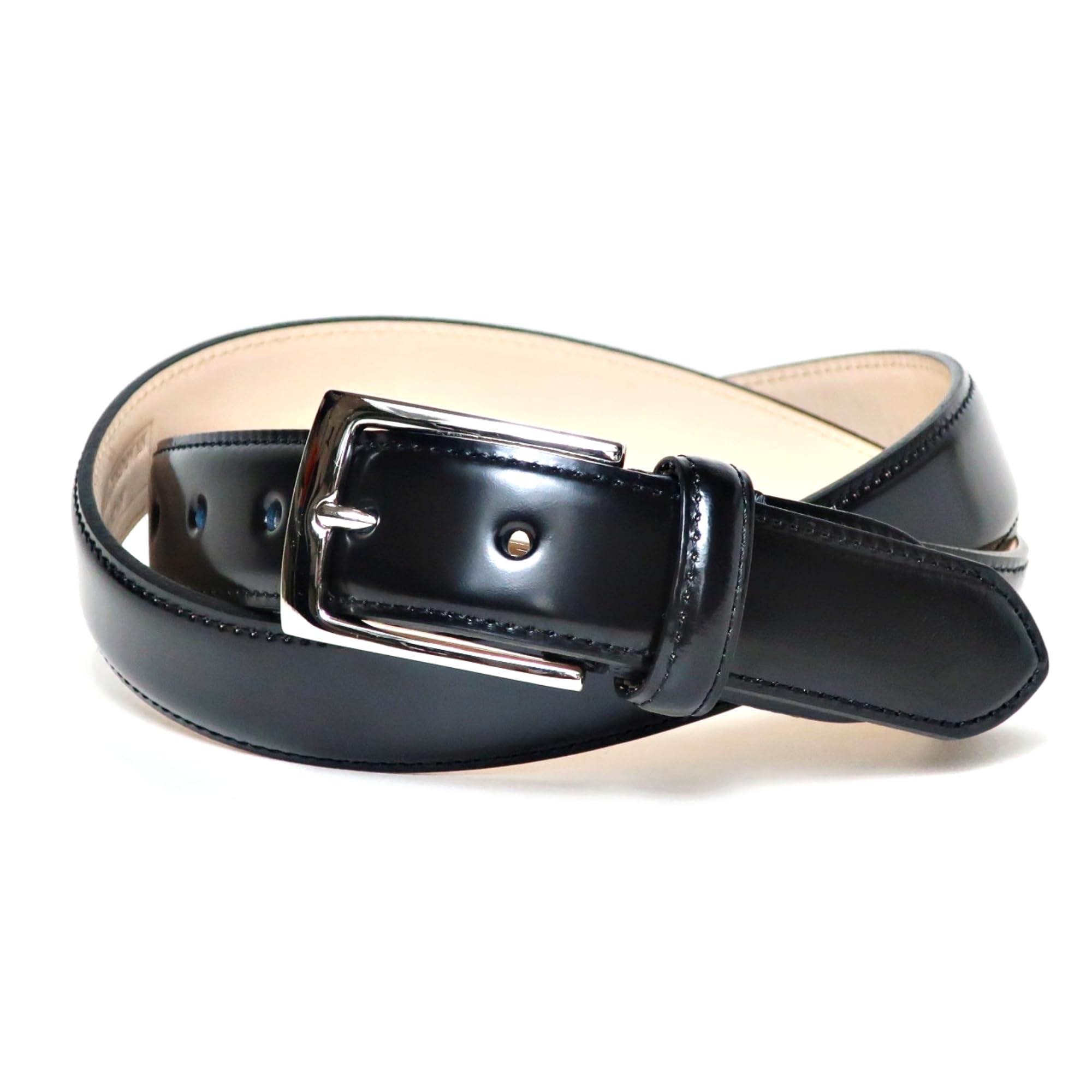 [COXSWAIN] Cordovan Belt for Men, Black, BusinessFormal, 30mm Width, Adjustable Size, High-Quality Leather, Made in Japan, CW20211-19