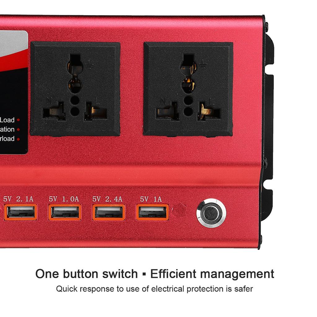 5000/6000W Car Power Converter DC 12V/24V To 220V AC LED Car Inverter Automatic Transformer Modified Sine Wave with 4USB