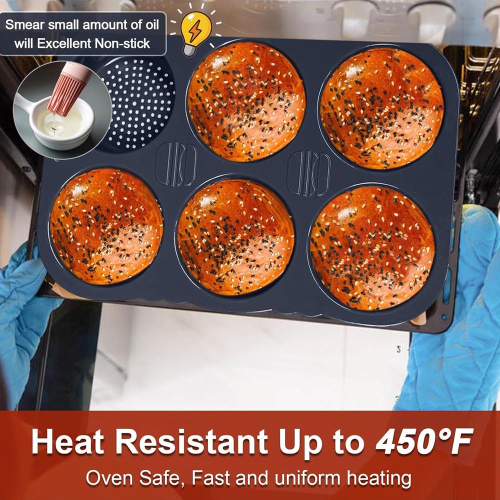 Silicone Hamburger Bun Mold Hamburger Bun Baking Pan Oven Baking Plate Bread Mold Kitchen Cooking Baking Tools