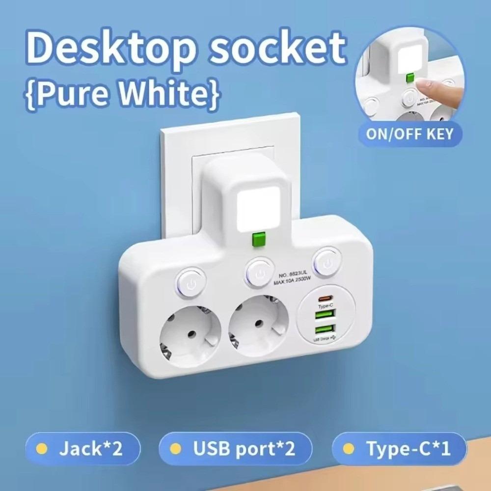 

2/ 3 / 4 Plugs Wall Power Socket Wall Mounted Power Strip Durable Socket Adapter Home Offices White 2 Sockets