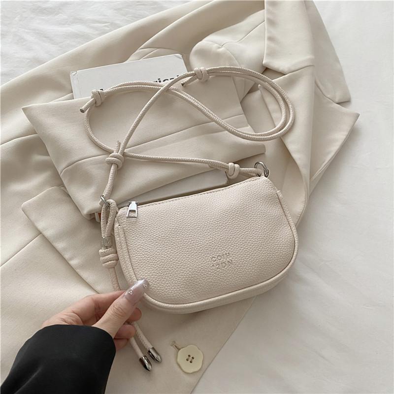 Simple Solid Color Lychee Texture Women Casual Shoulder Bag For Daily Use
