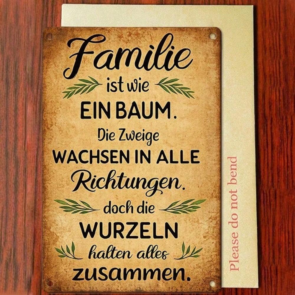 1pc Vintage Metal Tin Sign Familie Ist Wie Ein Baum German Quote Wall Decor 12x8 Inch Retro Plaque