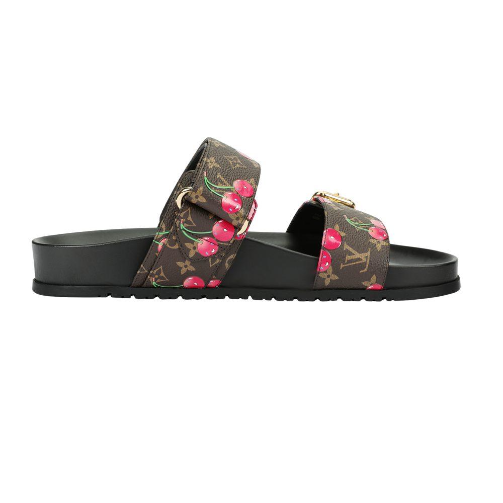 Louis Vuitton Cherry Bom Dia Flat Comfort Mule X Takashi Murakami Brown Monogram Cherry Women's 1AHM03