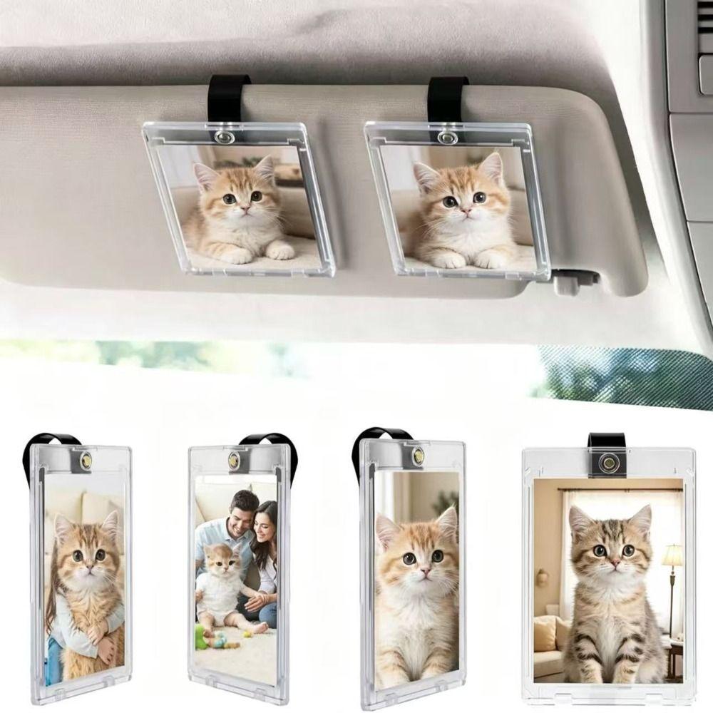 UV Protection Car Picture Holder Transparent Visor Clip Photo Frame Car Photo Holder Car Interior