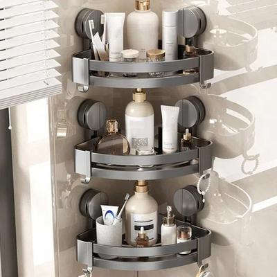 Without Drilling Shower Suction Cup Shelf Aluminum Toilet Rack Quality Storage Shelf  Bathroom