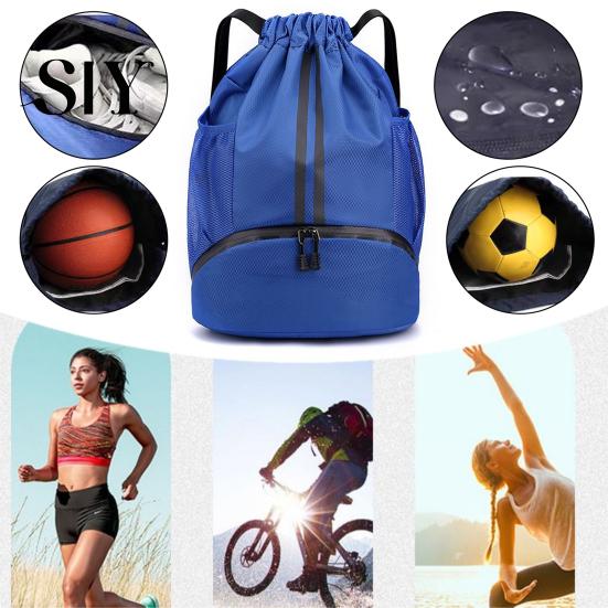 Sports Backpack Drawstring Gym Bag Soccer Basketball Organizer with Separate Shoe Compartment Large Capacity Waterproof Design
