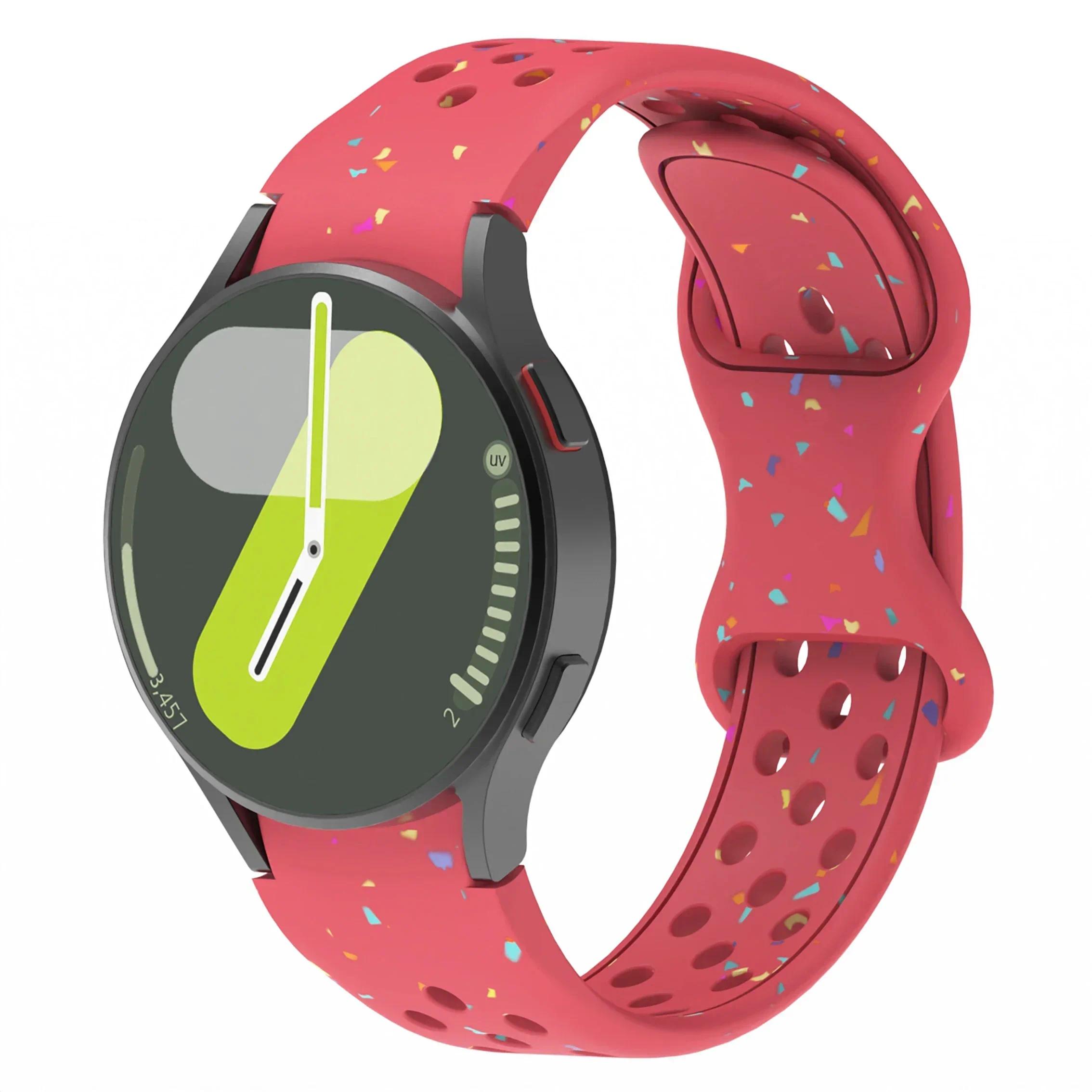 

Мягкий силиконовый ремешок для Samsung Galaxy Watch 7 6 5 4 40мм 44мм 5Pro 45мм Спортивный ремешок для Galaxy Watch6 Classic 47мм 43мм Браслет Galaxy Watch 7 40mm красный