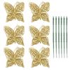 6Pcs 15Cm Red Christmas Butterfly Decorations Festive Sparkling Ornaments for Tree Wreath Wedding Party Home Garden Floral