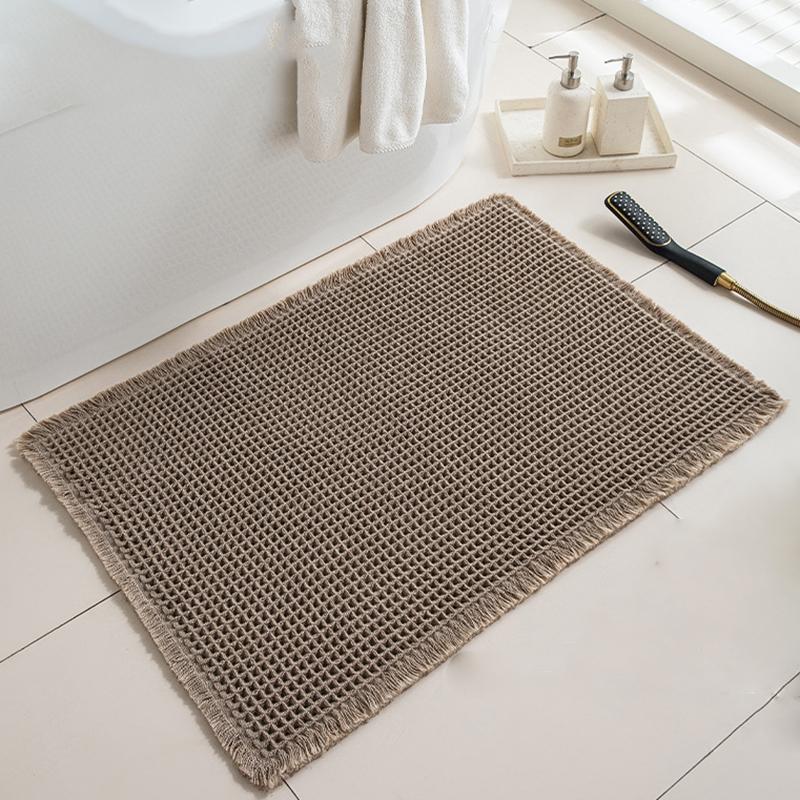 Bathroom Absorbent Carpet Waffle Non-Slip Bath Mat Soft Doormat Toilet Absorbent Beside Bathtub Wash Basin Machine-Washable Rug