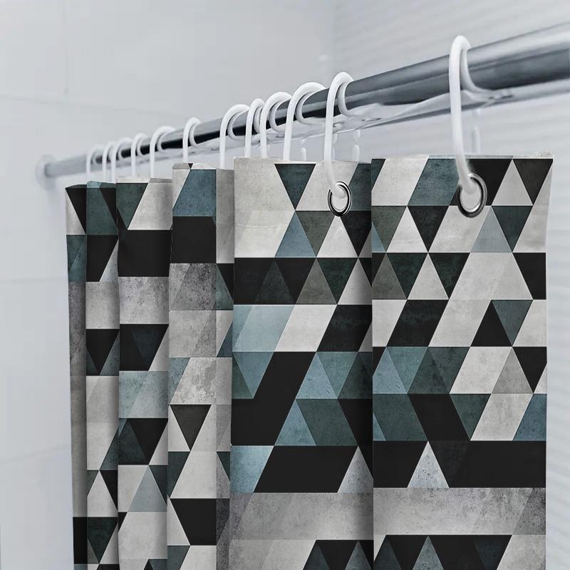 Geometric Shower Curtain Modern Abstract Triangle Pattern Waterproof Bathroom Decor Farmhouse Coastal Home Textile Washable