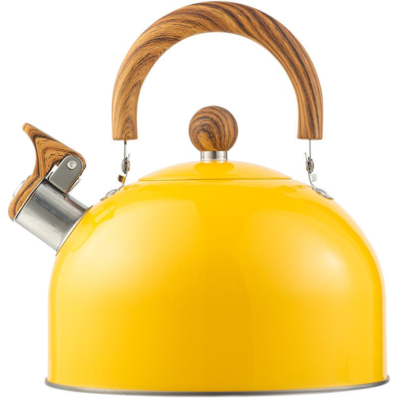 

3L Yellow Whistling Kettle for Tea & Coffee - Flat-Bottomed, European/American Design