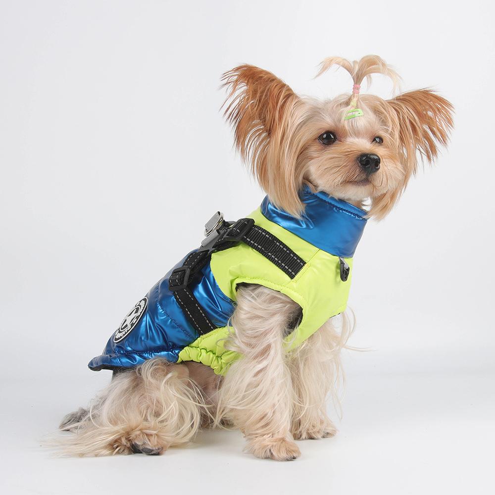 Fashion Yorkshire Puppy Dog Coat Jacket with Harness Winter Warm Pet Clothes for Small Dogs Chihuahua Overcoat Mascotas Clothing