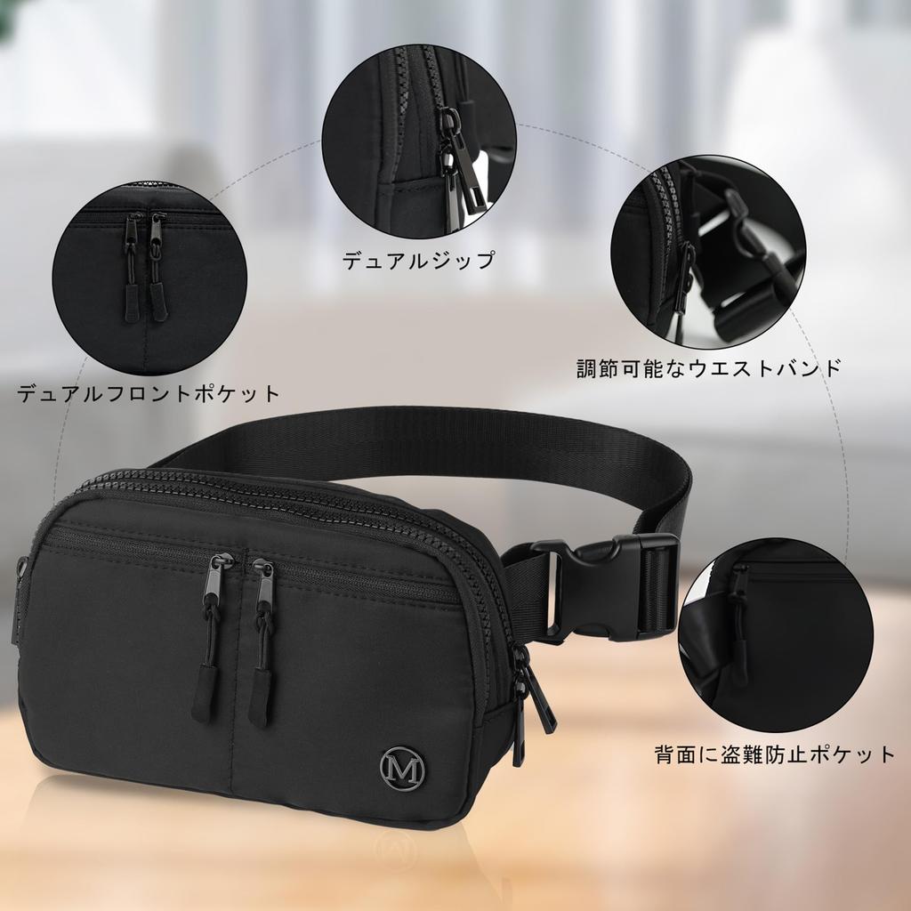Small Waist Pouch for Men and Body Bag for Outdoor the and 2L Capacity [mokzer] Waterproof, Lightweight, 5-Pocket, 3-Way Women, Multifunctional,
