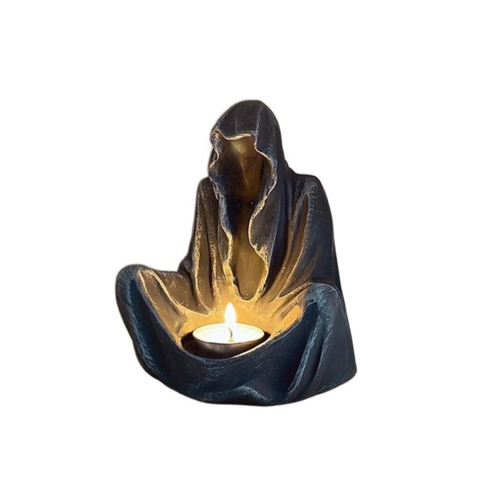 Resin Wizard Candlestick Cross-legged Pose Candle Stand Sitting Ghost Candle Holder  Gift Style B